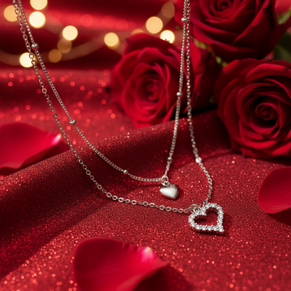 Layered Heart Choker Necklace