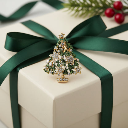 Golden Star Christmas Tree Pin