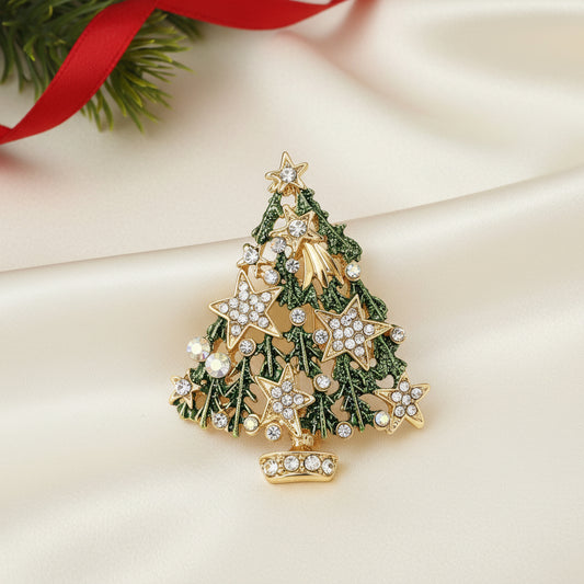 Golden Star Christmas Tree Pin