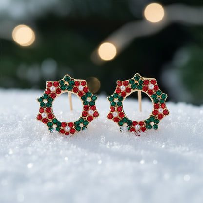 Pavé Christmas Wreath Earrings