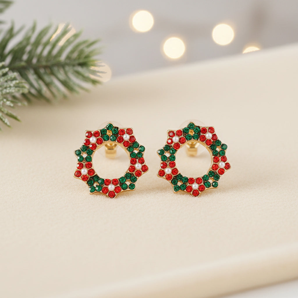 Pavé Christmas Wreath Earrings