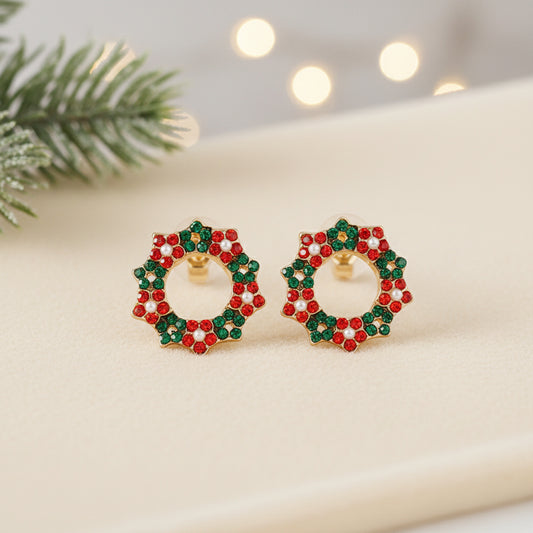 Pavé Christmas Wreath Earrings