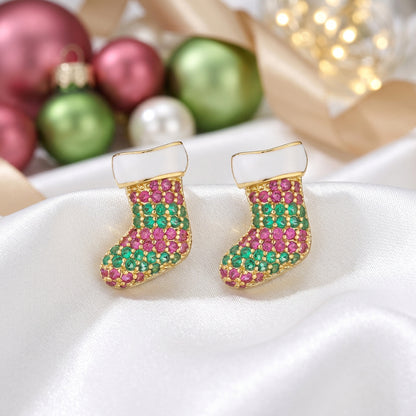 Pink & Green Pavé Stocking Earrings
