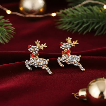 Flying Red-Nosed Reindeer Pavé Earrings