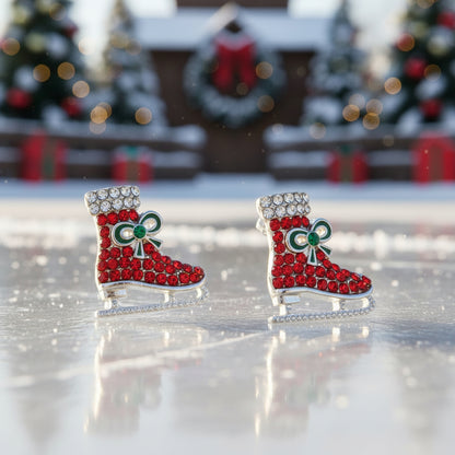 Red Pavé Ice Skate Earrings