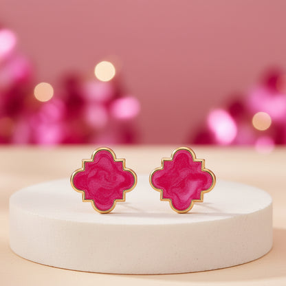 Hot Pink Clover Earrings