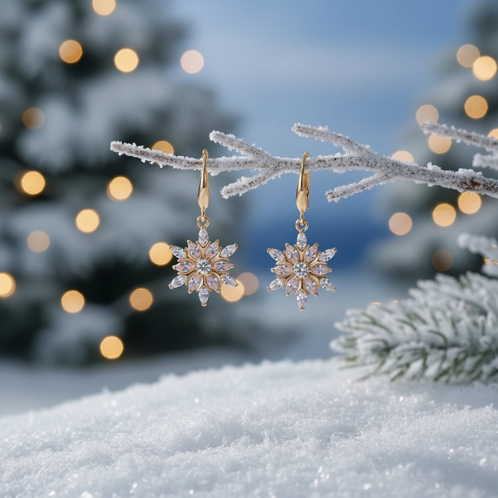 Crystal Snowflake Drop Earrings