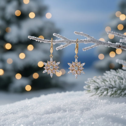 Crystal Snowflake Drop Earrings