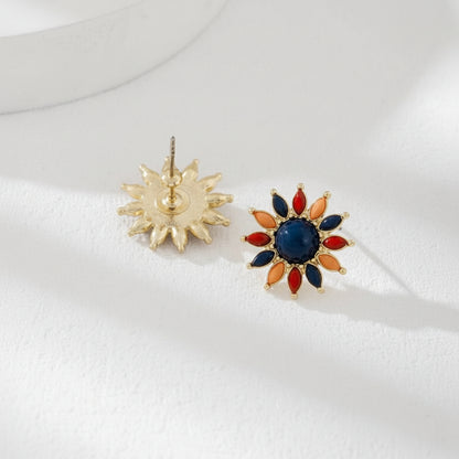 Multicolor Petal Flower Earrings on a white background
