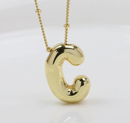 Initial Balloon Necklace - Gold