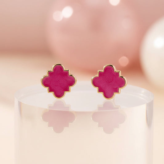Hot Pink Clover Earrings