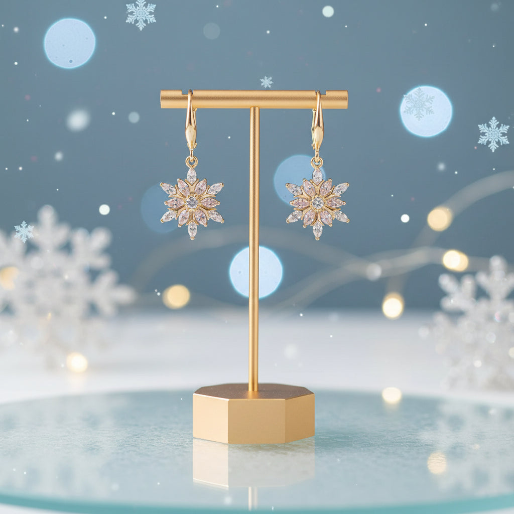 Crystal Snowflake Drop Earrings