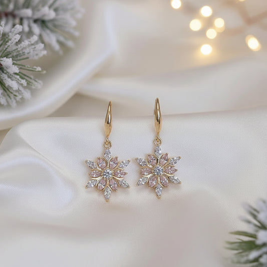 Crystal Snowflake Drop Earrings