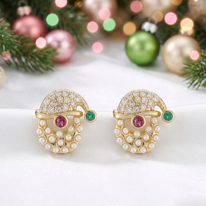 Pearl & Pavé Santa Earrings