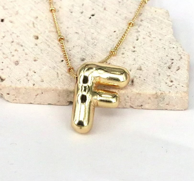 Initial Balloon Necklace - Gold