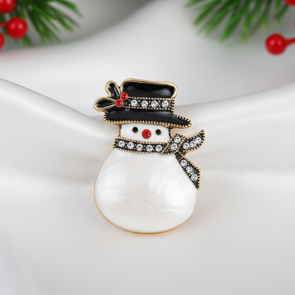 Pearlescent Snowman Pin