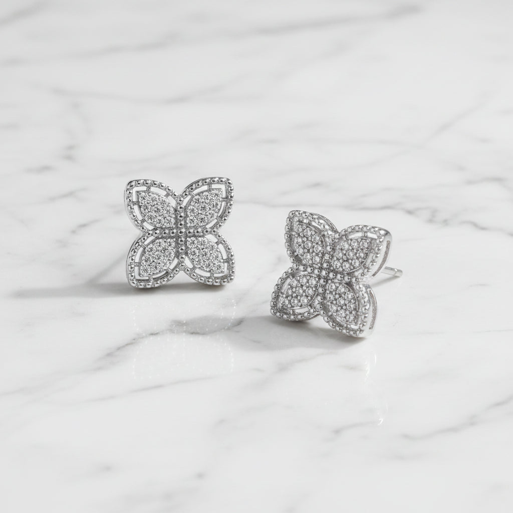 Pavé Crystal Clover Earrings