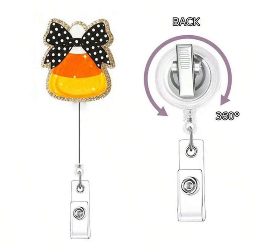 Candy Corn Bow Badge Reel