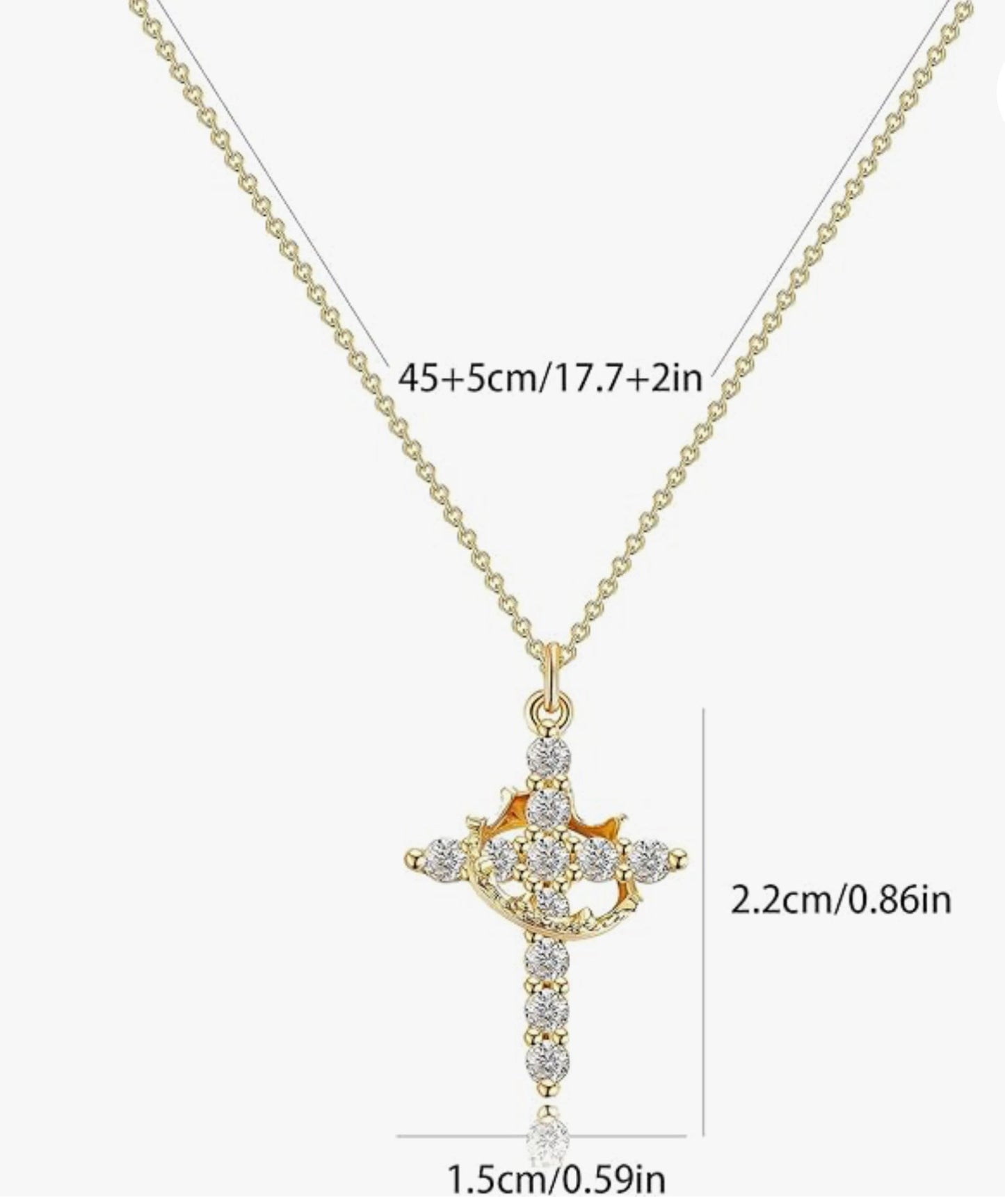 Gold Cross Crown Faith Necklace