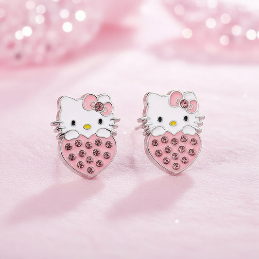 Sweetheart Kitty Zircon Earrings