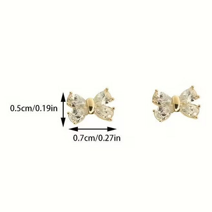 Mini Crystal Bow Earrings with dimensions