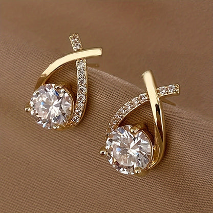 Golden Twist Crystal Earrings