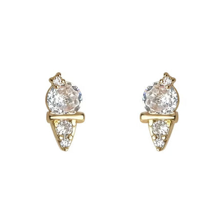 Mini Gold Ice Cream CZ Earrings on a white background