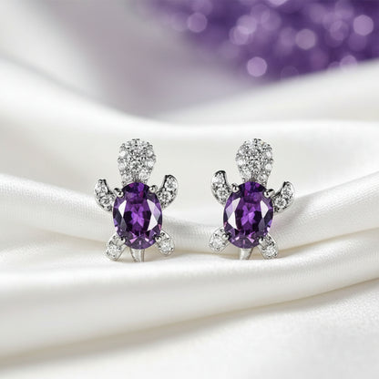 Purple Crystal Turtle Earrings