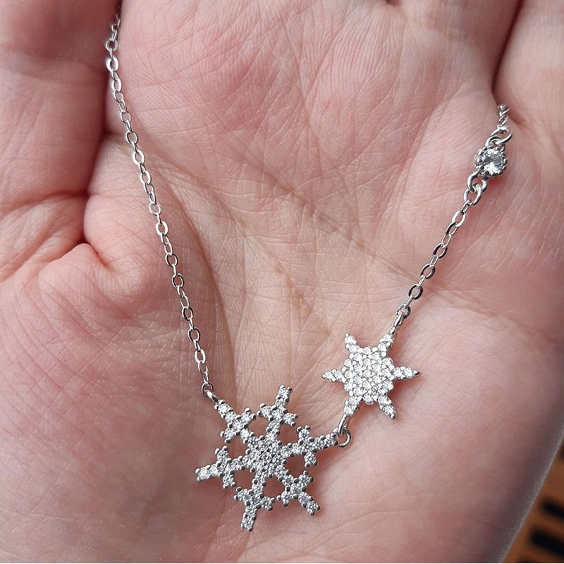 Silver Sparkle Snowflake Necklace