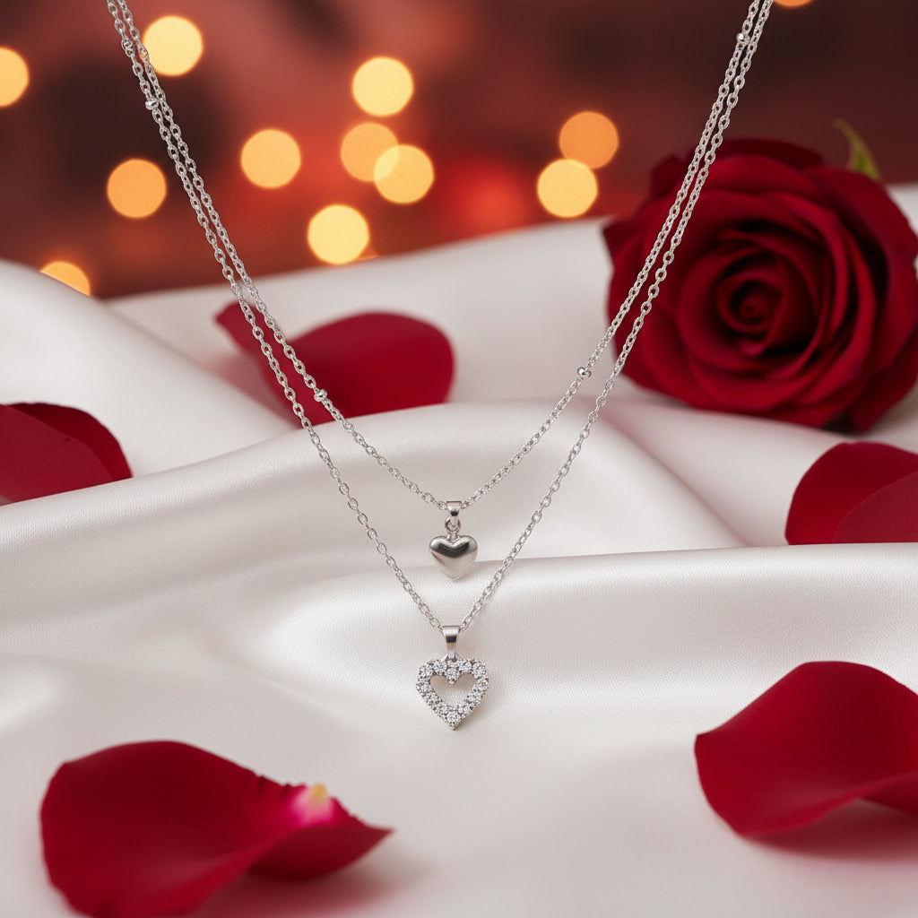 Layered Heart Choker Necklace