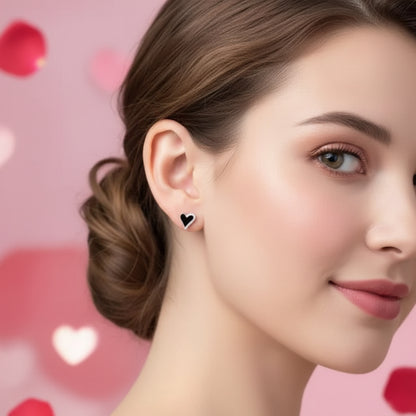 Midnight Black Heart Rhinestone Earrings