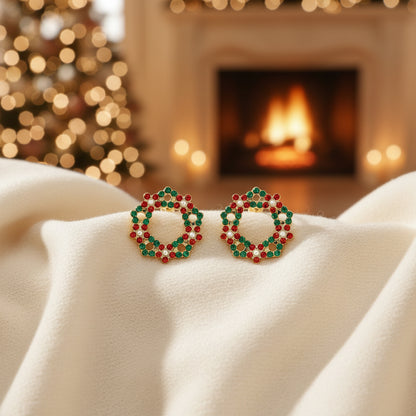 Pavé Christmas Wreath Earrings