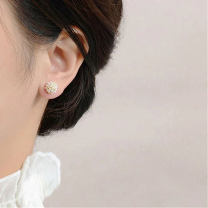 Mini Pearl CZ Cluster Earrings