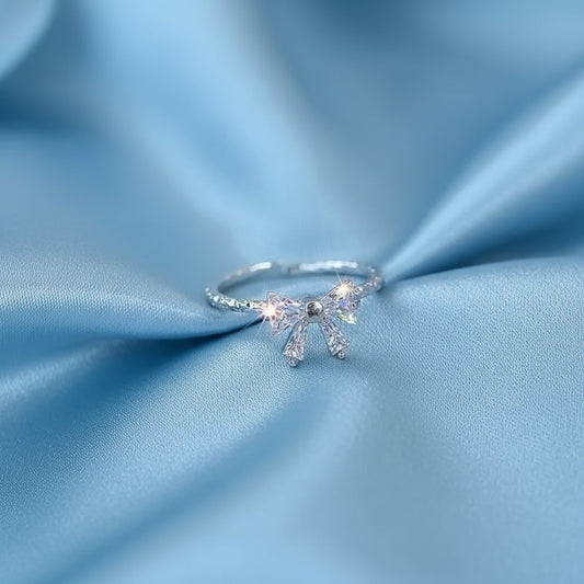 Crystal Bow Adjustable Ring