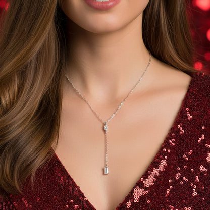 CZ Marquise Baguette Drop Necklace