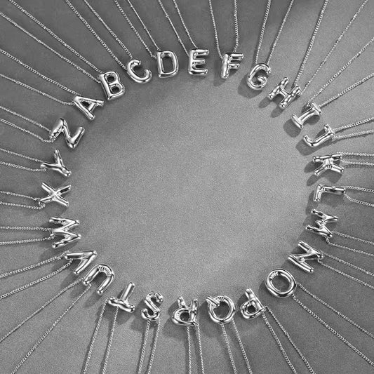 Initial Balloon Necklace - Silver