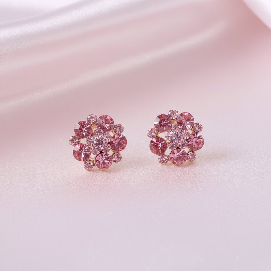 Pink Sparkle Blossom Earrings