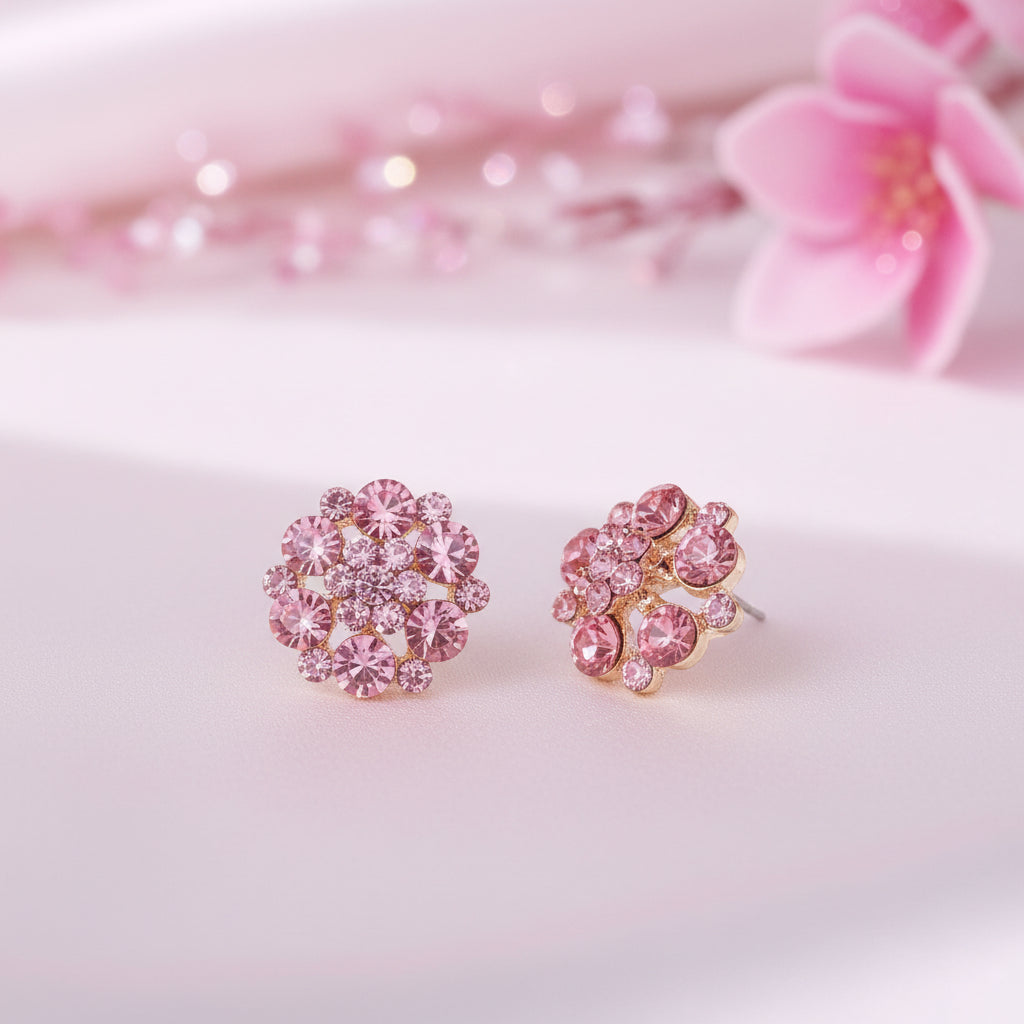 Pink Sparkle Blossom Earrings
