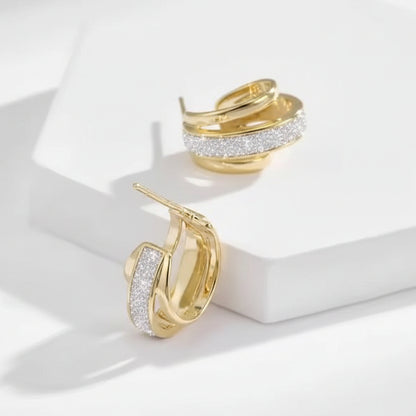 Gold Dust White & Gold Huggie Earrings