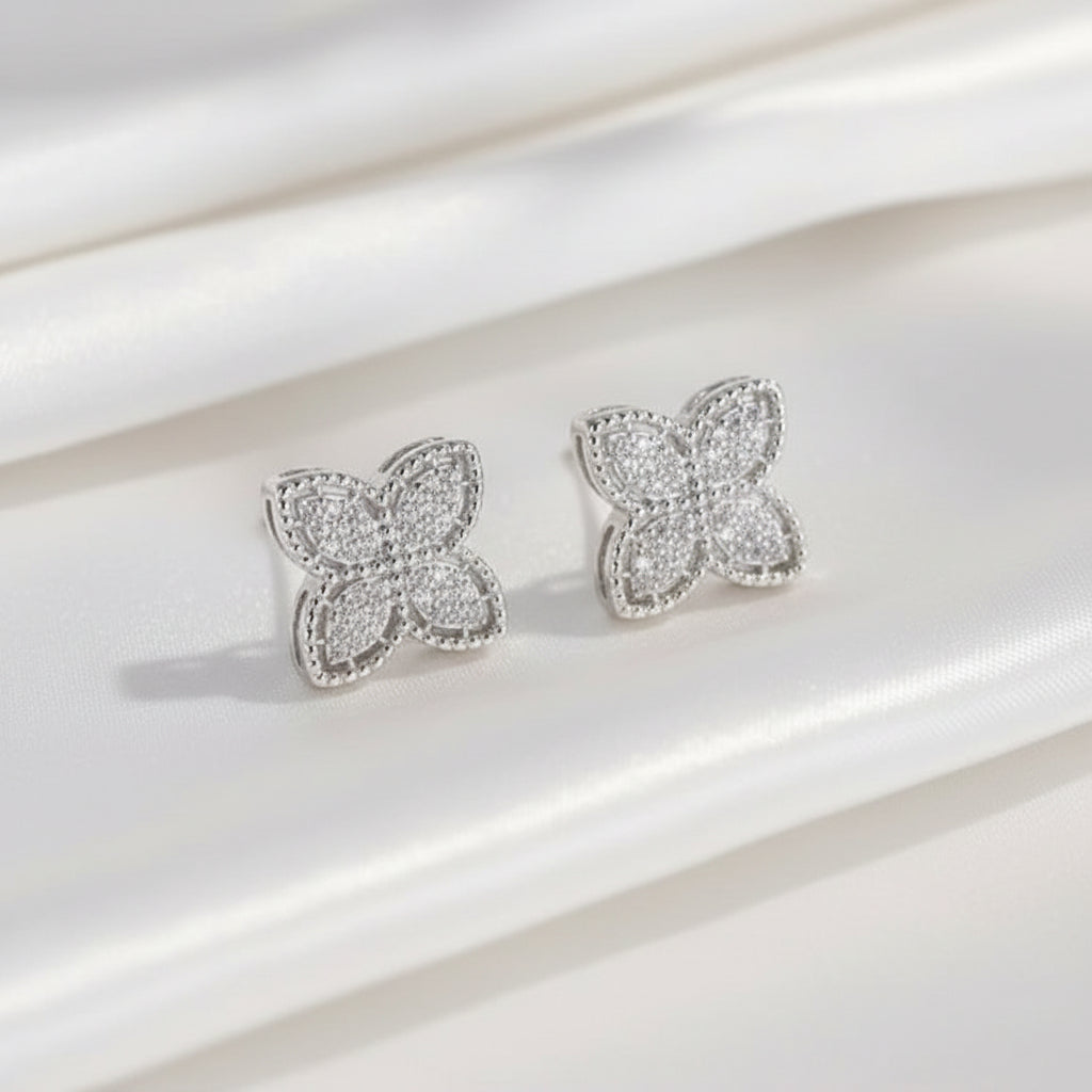 Pavé Crystal Clover Earrings