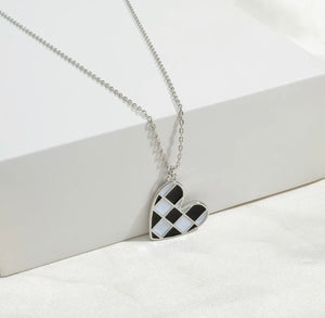 Checkered Heart Necklace