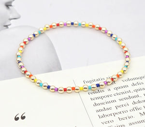 Rainbow Gold Bead Bracelet