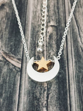 Load image into Gallery viewer, Silver Moon Gold Star Necklace