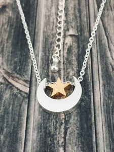 Silver Moon Gold Star Necklace