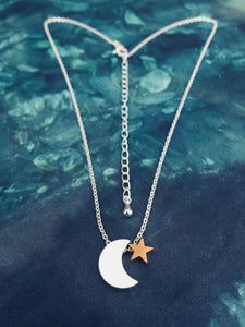 Gold Star Silver Moon Necklace