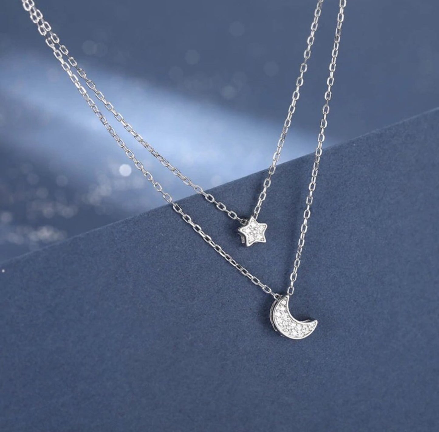 Layered Moon Star Necklace