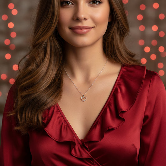 Silver Crystal Heart Necklace