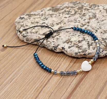 Heart Blue Bead Bracelet