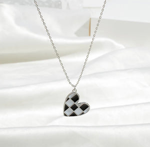 Checkered Heart Necklace