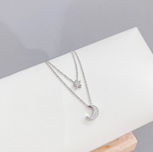 Layered Moon Star Necklace